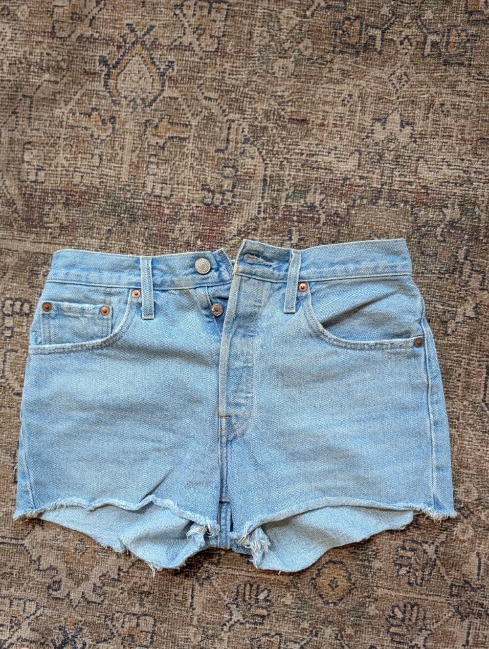 Levi's Light Blue Denim High-Rise Cutoff Shorts